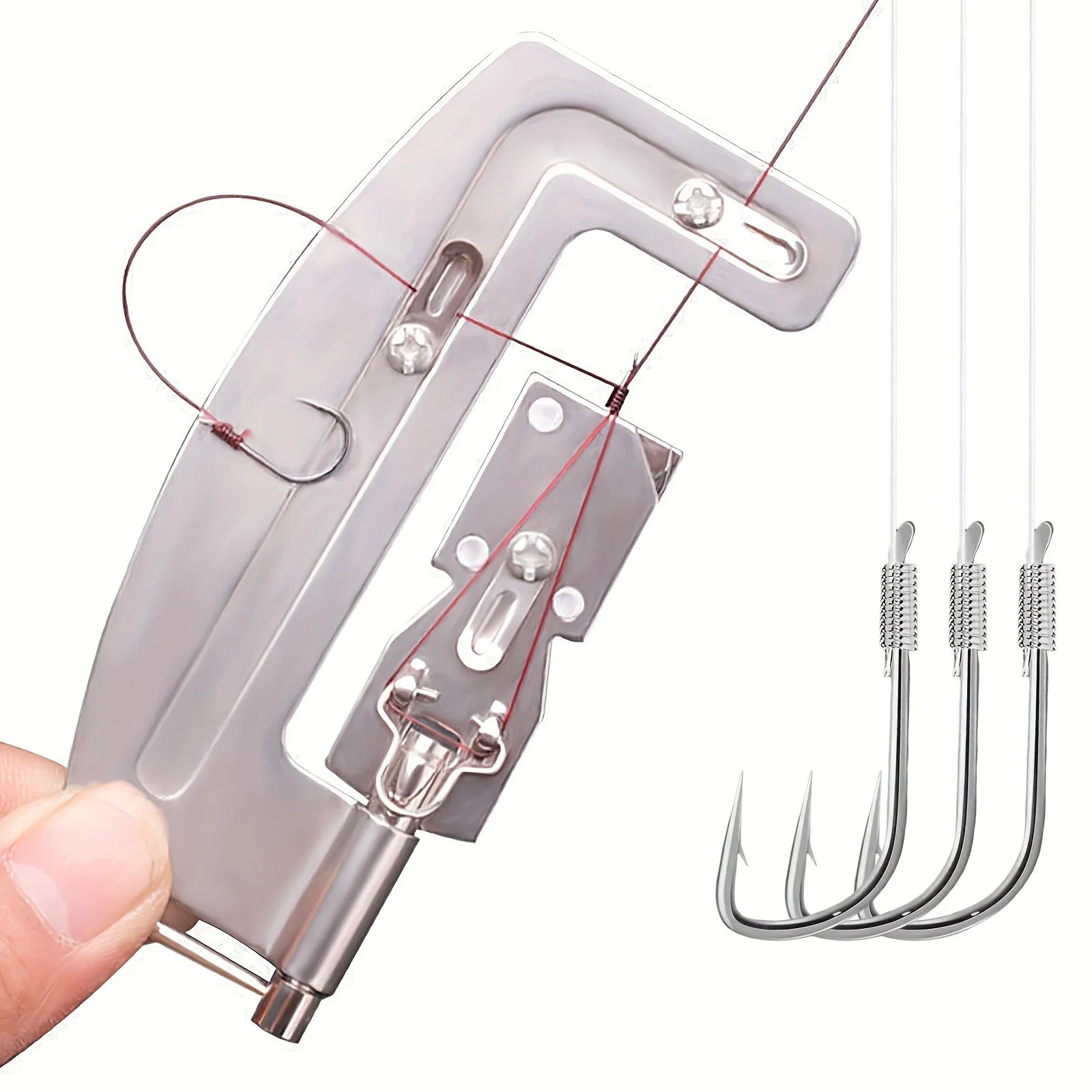 [Semi Automatic Fishing Hooks] Portable Semi Automatic Fishing Hooks Line Tying Machine | Metal Fishhook Line Knotter Qme