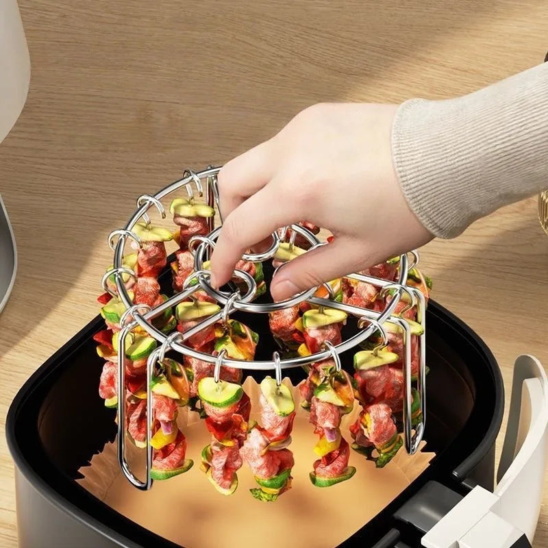 Stainless Steel Vertical Grill Rack Detachable String Grill Vertical Barbecue Skewer Bracket 12/24/36/48 Skewer Holder Qme