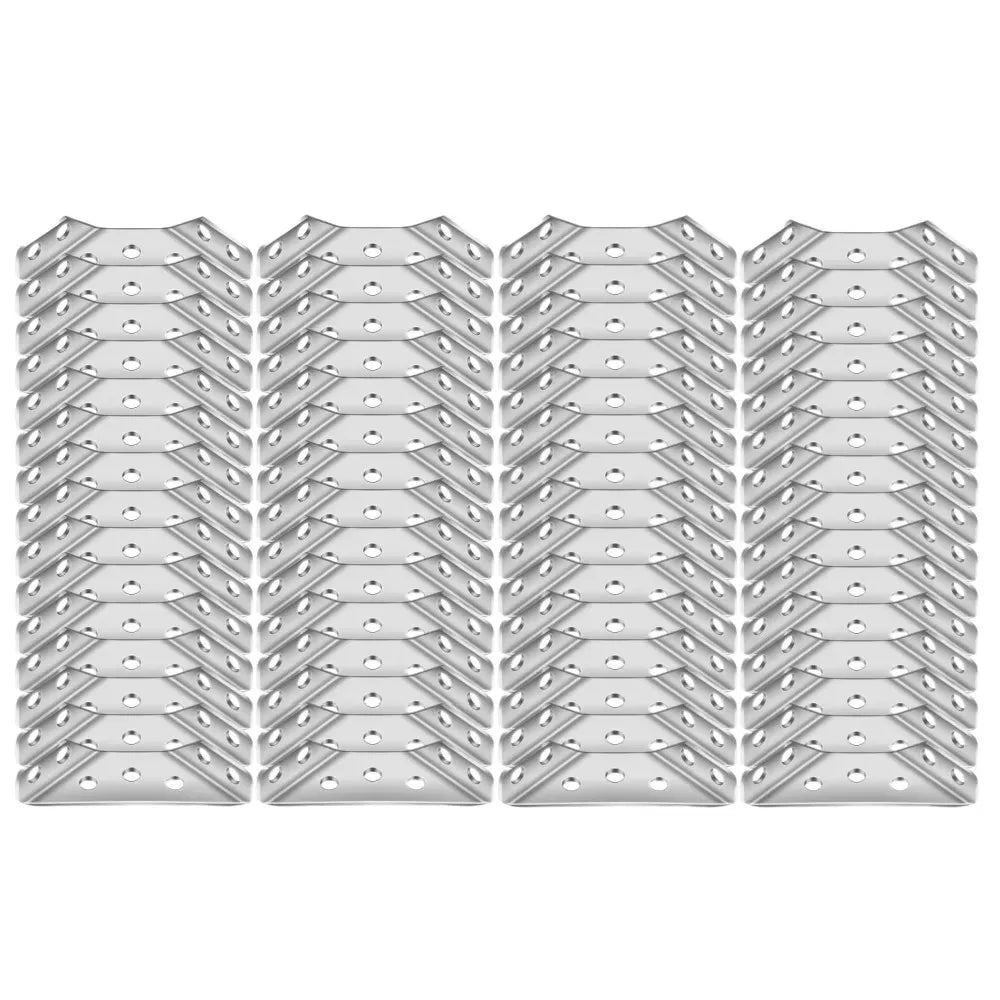100Pc-12Pc Stainless Steel Angle Bracket Universal Furniture Right Angle Fixed Bracket Cabinet Trapezoidal Layer Board Connector Qme 60PCS
