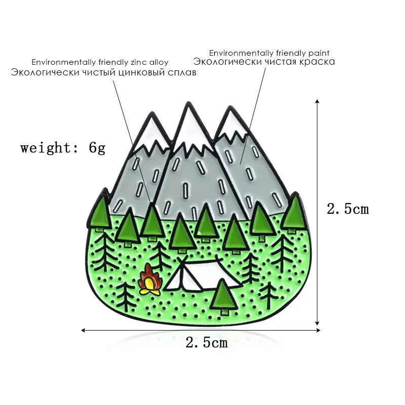 Mountains Wood Jungle Brooches Peak Nature Forest Camping Adventure Amateur Enamel Pin Badge Hat Bag Fashion Jewelry Wholesale Qme Style-1