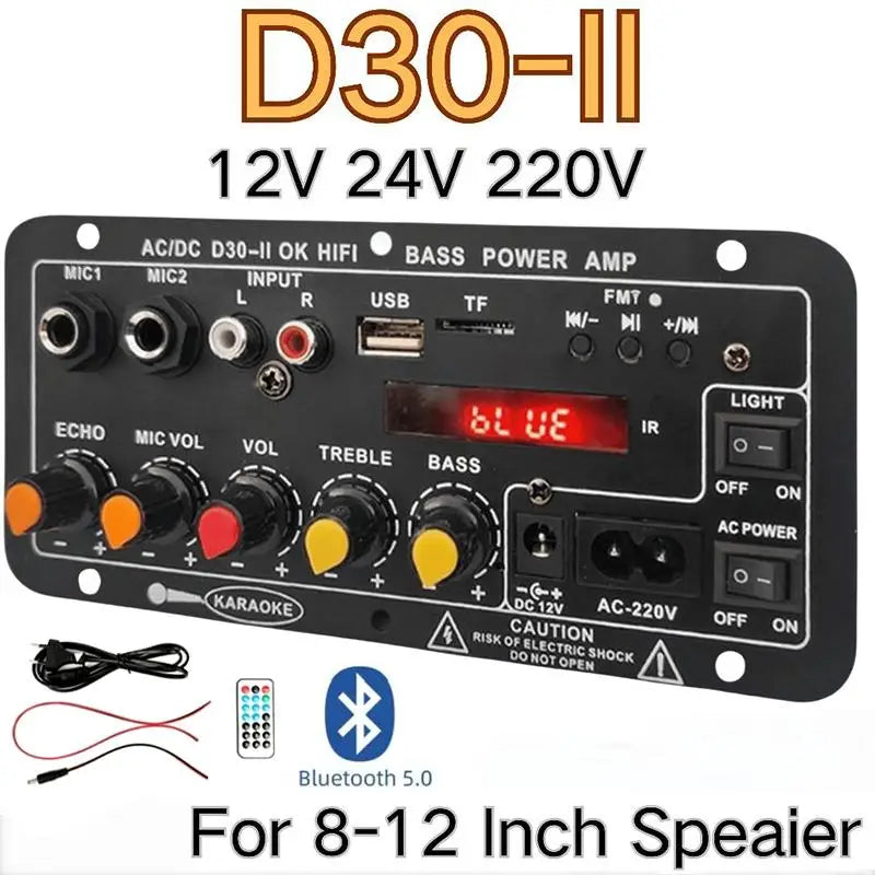 Bluetooth D30 D10 Car Amplifier 12V 24V Power Enhanced Music Home Qme