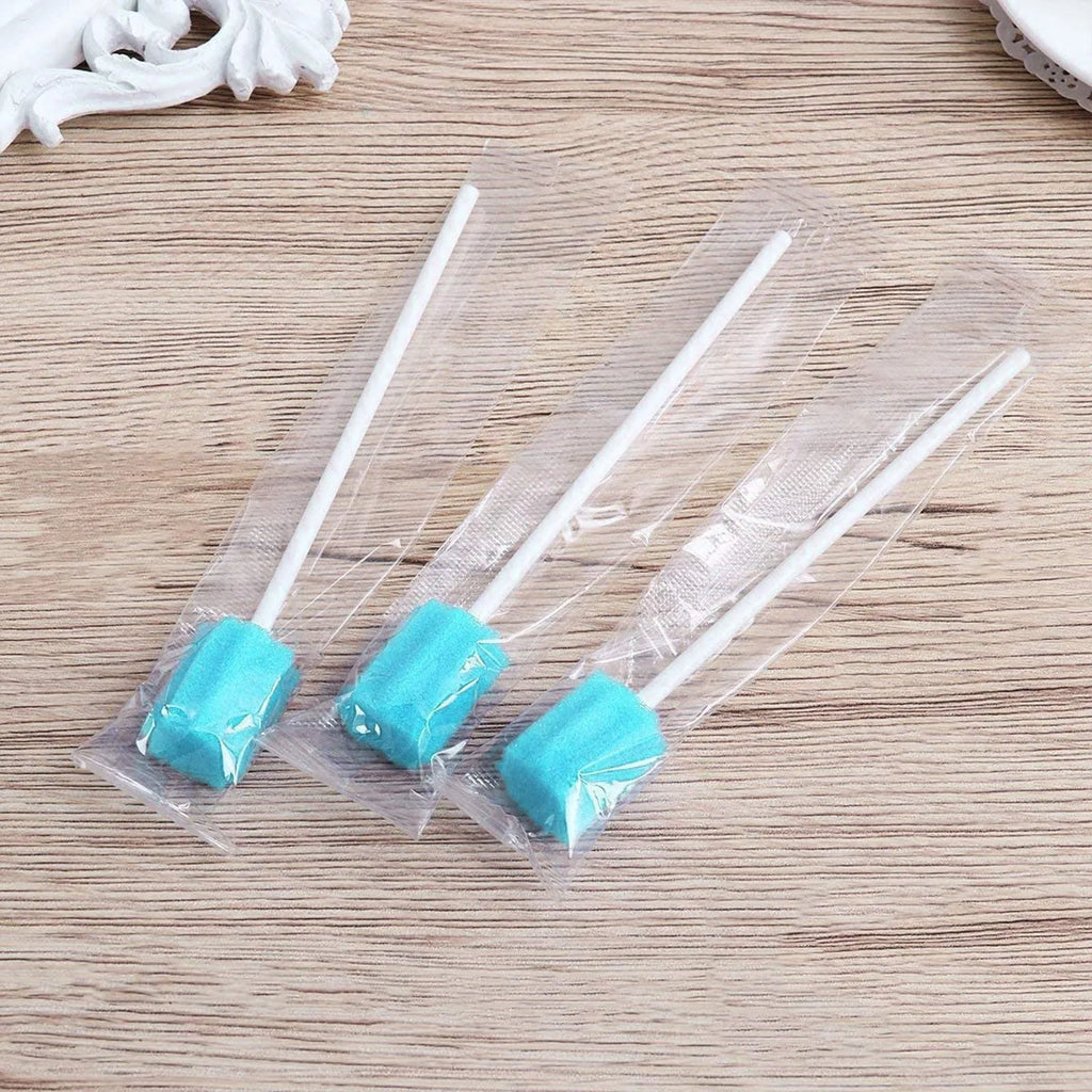 Pack Of 100 Disposable Oral Care Sticks Tooth Cleaning Mouth Swabs With Stick Sponge Head Multiuse Pet Cleaning Tool Qme