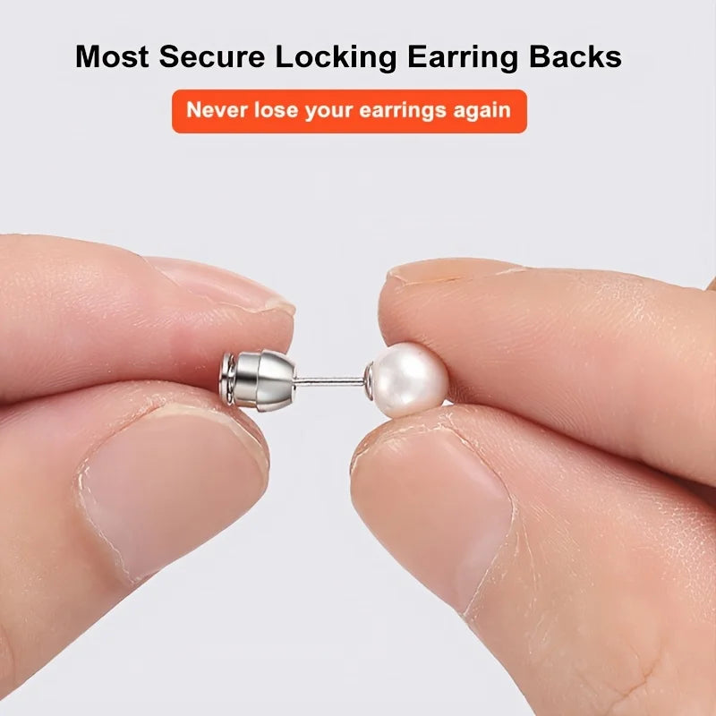2pcs Hypoallergenic Locking Earring Backs, Secure Stud Backs for 0.6-0.8Mm Posts, Suitable for Droopy Ears, Jewelry Making Qme