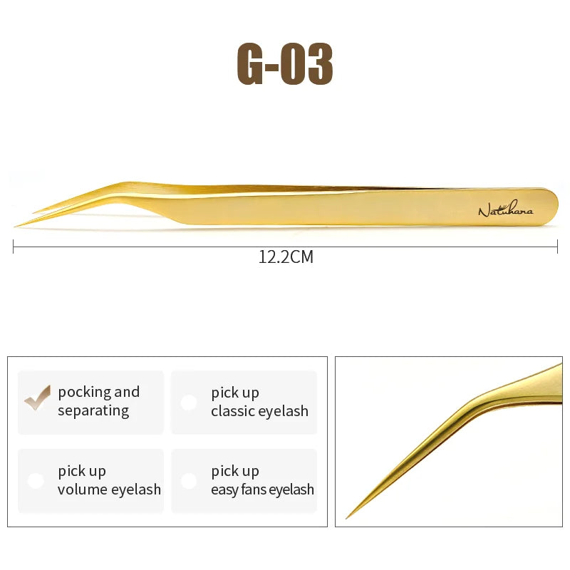 NATUHANA Professional 3D Tweezers Stainless Steel Volume Eyebrow Qme G-03