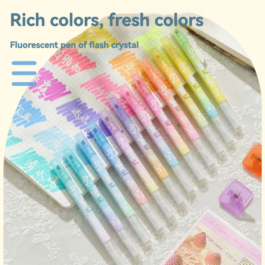 Erasable Glitter Highlighter Pens Sparkly and Shiny for Painting, Scrapbooking, DIY Craft Making, Coloring, Glitter Markers Qme