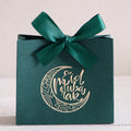 5-Pack Eid Al Adha Gift Boxes - Elegant Crescent Moon Design - White and Gold Mini Gift Bags with Ribbon Ties - Perfect for Choc Qme 5Pcs-Green-Green Other Other