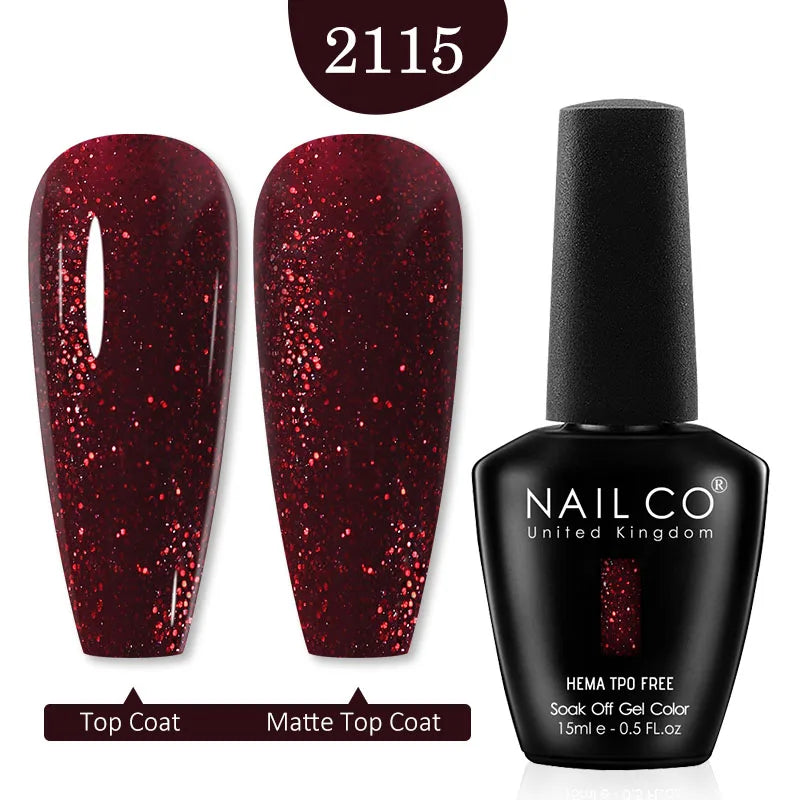 NAILCO Glitter Reflective Series Gel Nail Polish Nails Art Semi Qme 2115