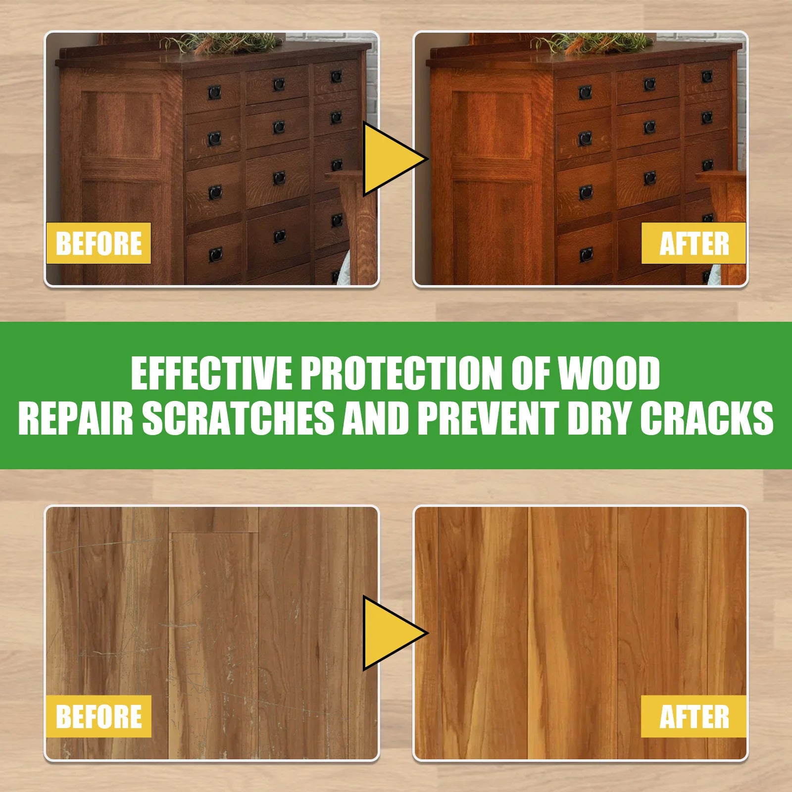 Furniture Polishing Beeswax Wooden Floor Cleaning Maintenance Scratch Removal Waterproof Brighten Care Wax Wood Seasoning Beewax Qme