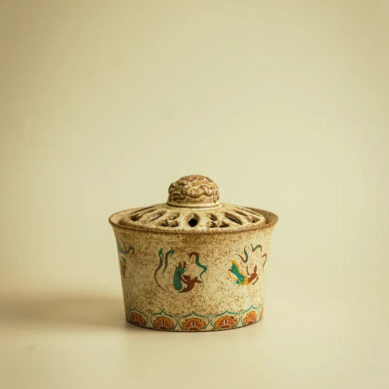 Chinese Retro Ceramic Incense Burner Dunhuang Flying Apsaras Elegant Qme