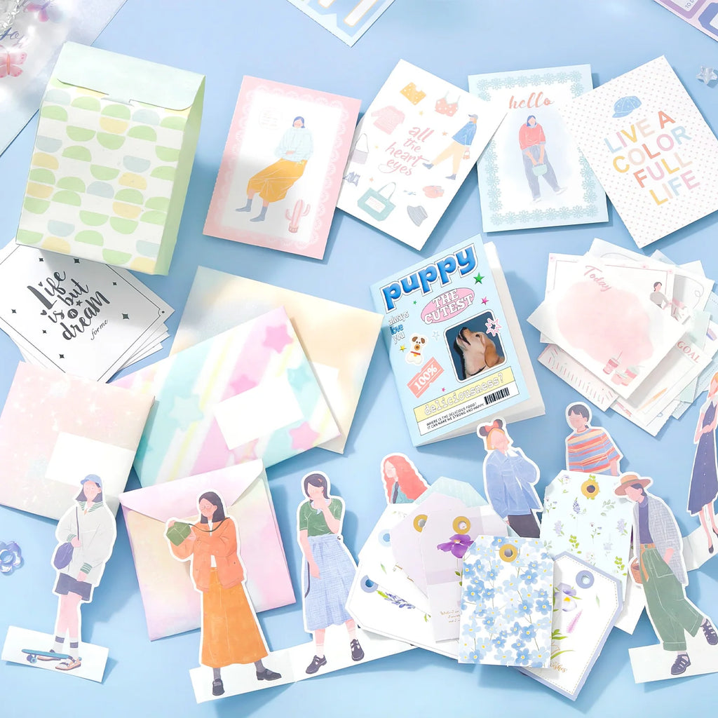 Pink Cartoon Die Cut Stickers Book - 20/64 Sheets Cute Handmade Scrapbooking Material for Phone Case & Stationery Qme