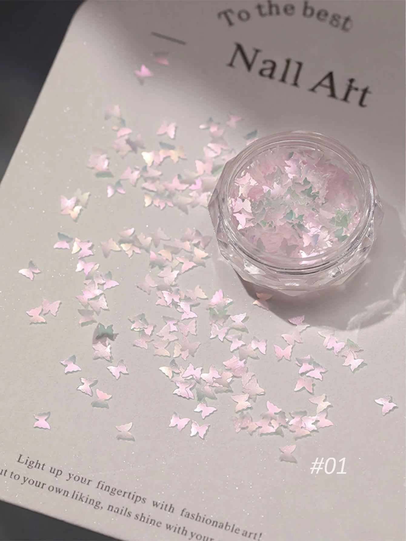 1 Pink Cherry Blossom Glitter Nail Art Heart Flower Butterfly DIY Qme 01