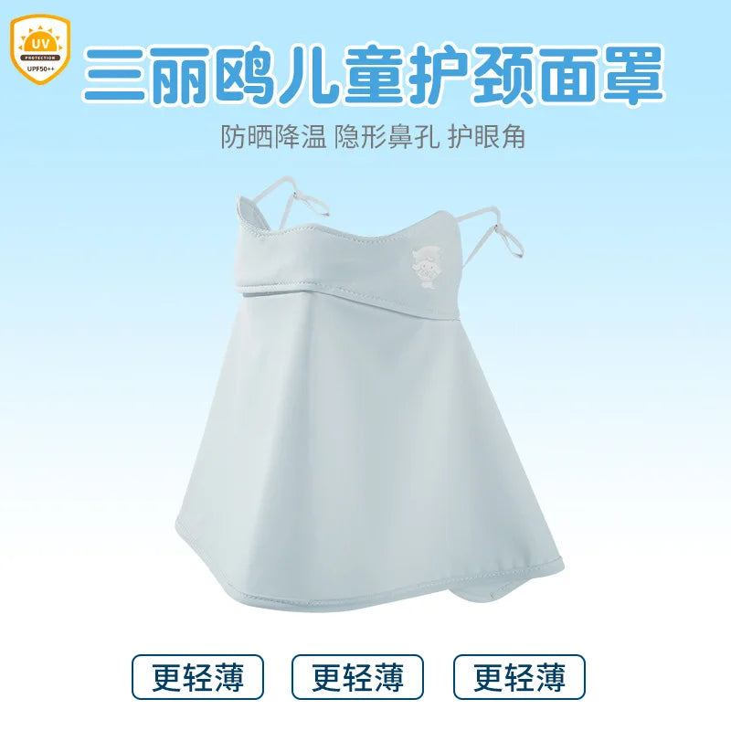 Melody Kuromi Sun Protection Face Mask Lightweight, Breathable Ice-Silk Sun Protection Mask for Students UV-Protective Mask Qme 12