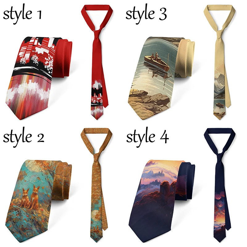 Classic Oil Painting High-quality Printing Novel Tie Personalized Qme