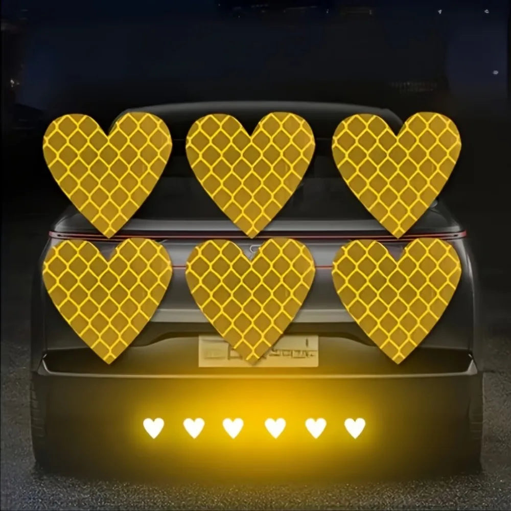 Heart-Shaped Reflective Car Stickers - Safety Warning Decals For Night Driving Qme
