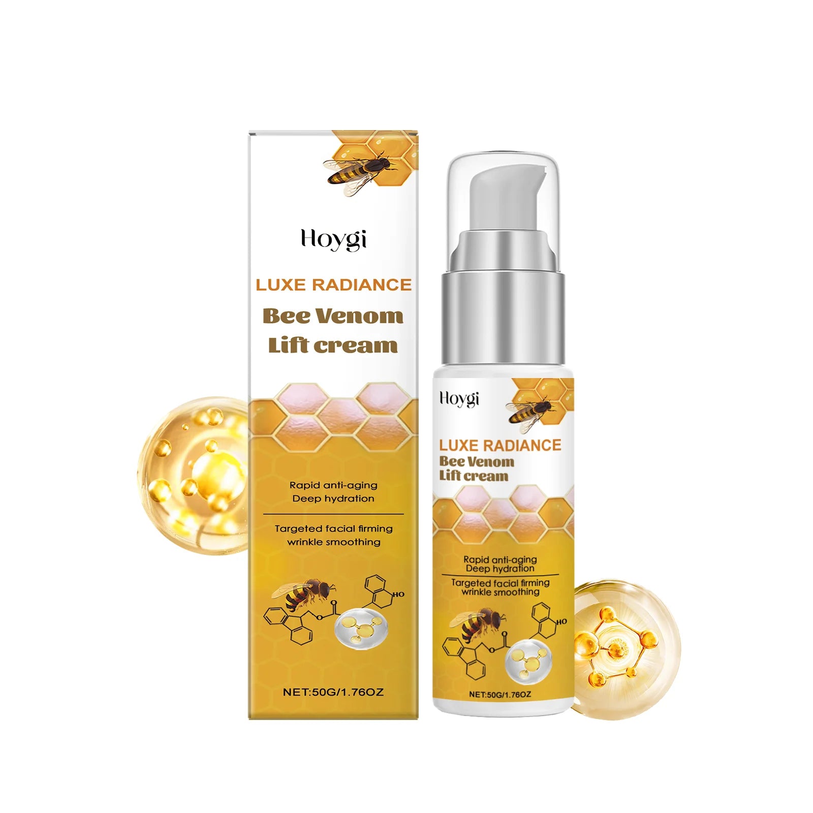Bee Venom Face Cream Firming & Moisturizing Anti-Wrinkle Day Night Cream Tightening Nourishing Brightening Facial Skin Care 50ml Qme A-50g Boxed