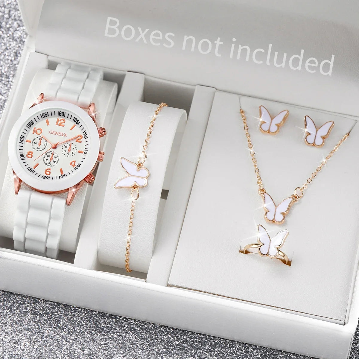 2026 Ladies' Korean version high-end fashion watch with simple classic faux leather strap watch set for women Qme