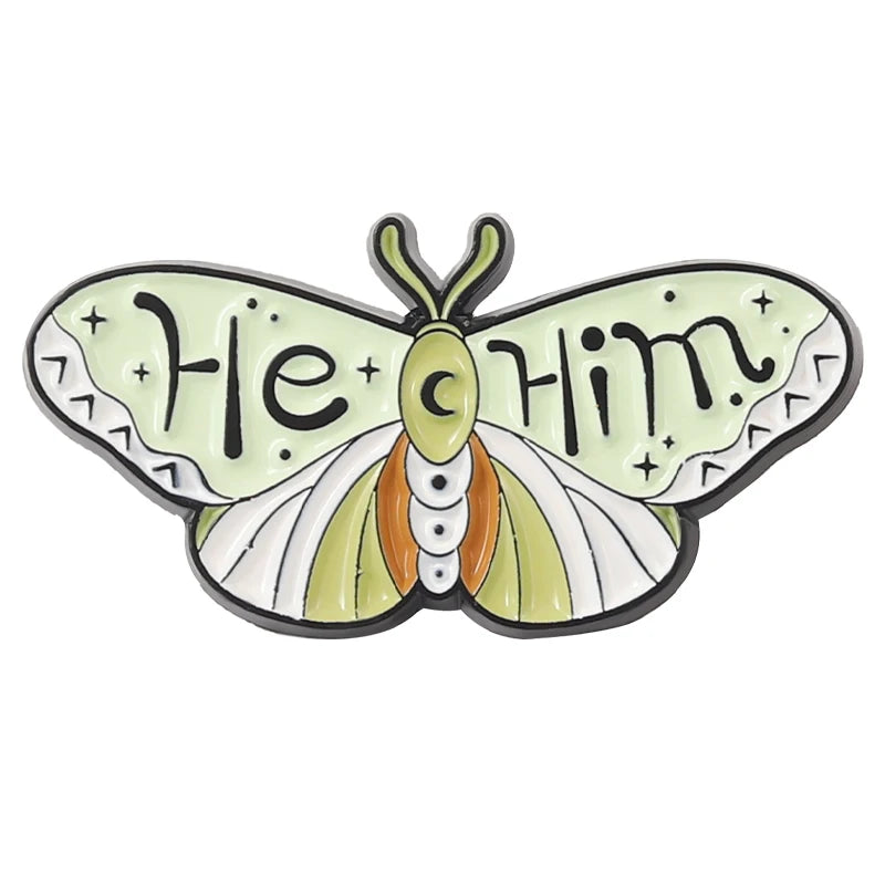 My Pronouns Enamel Pins Cats Butterfly He Him She Her They Them Brooches Lapel Metal Badges Fashion Jewelry Gifts Drop Shipping Qme style 21