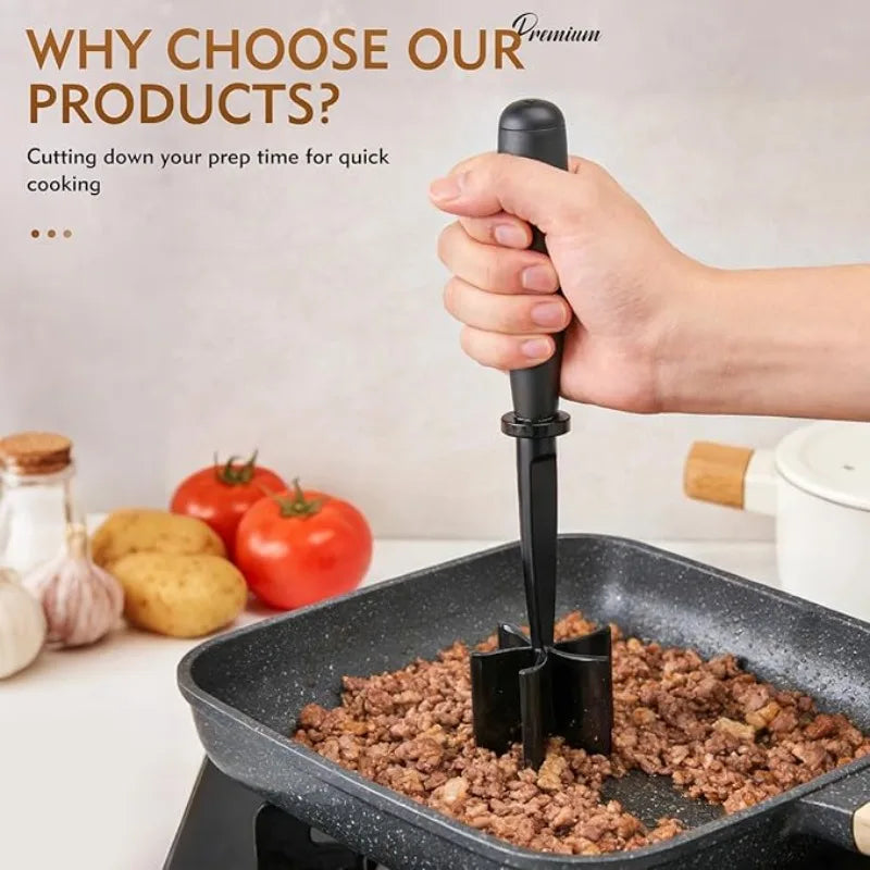 1pc Handheld Meat Chopper High-quality Heat-resistant Masher Mix Grind and Mash Minced Meat Kitchen Meat Cutter Qme