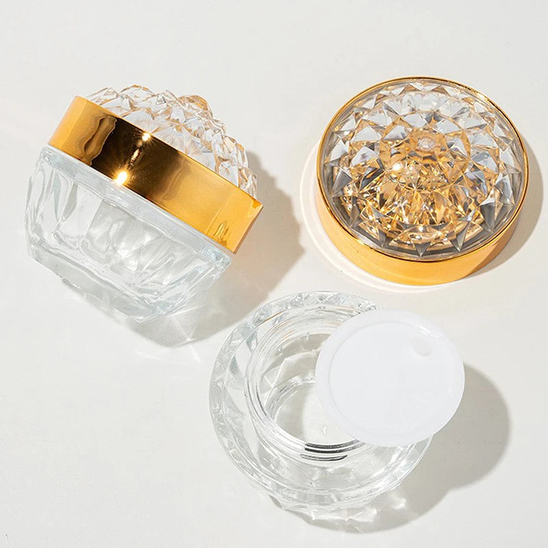 Luxury Glass Face Cream Jar Lid Container Lotion Jars Travel Bottle Qme