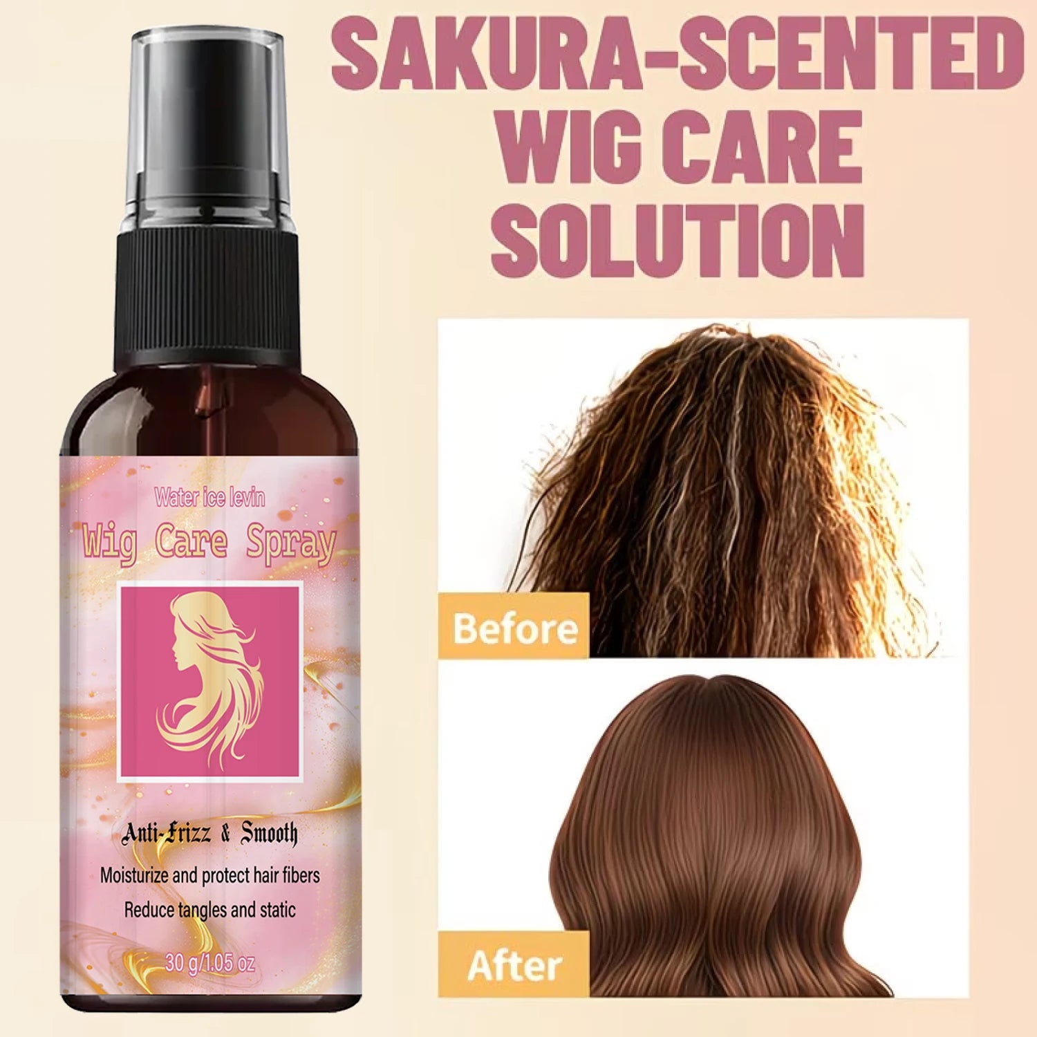 Anti-Frizz Wig Spray, Moisturizing & Static Reducing with Collagen Care Qme