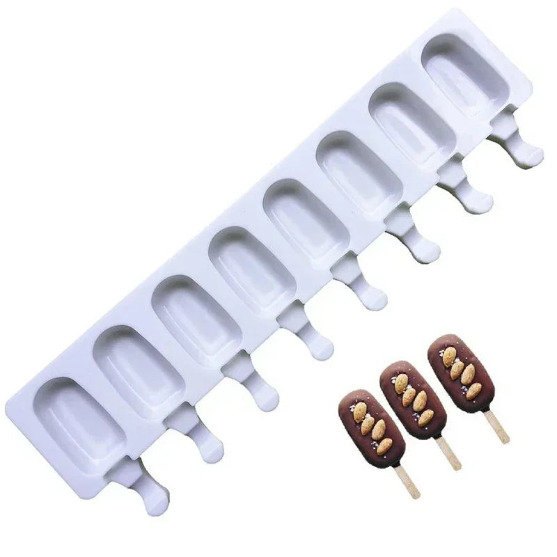 4 8 Hole Silicone Ice Cream Forms Popsicle Molds DIY Homemade Dessert Qme