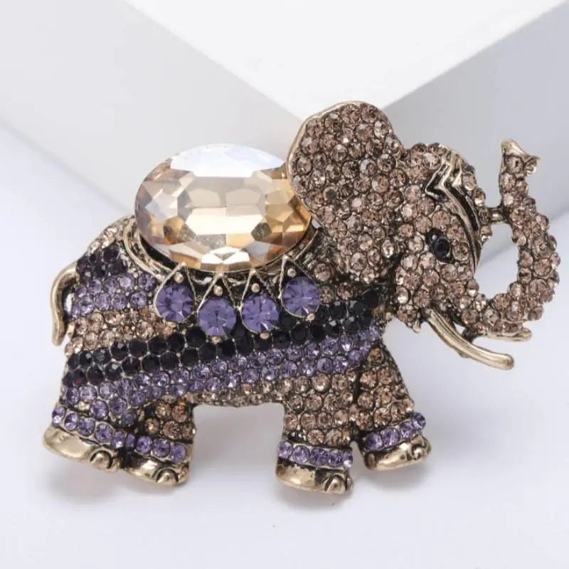 Luxury Rhinestone Elephant Brooches For Women Unisex Enamel Animal Pins Office Party Friend Fashion Gifts Jewelry Accessories Qme A3
