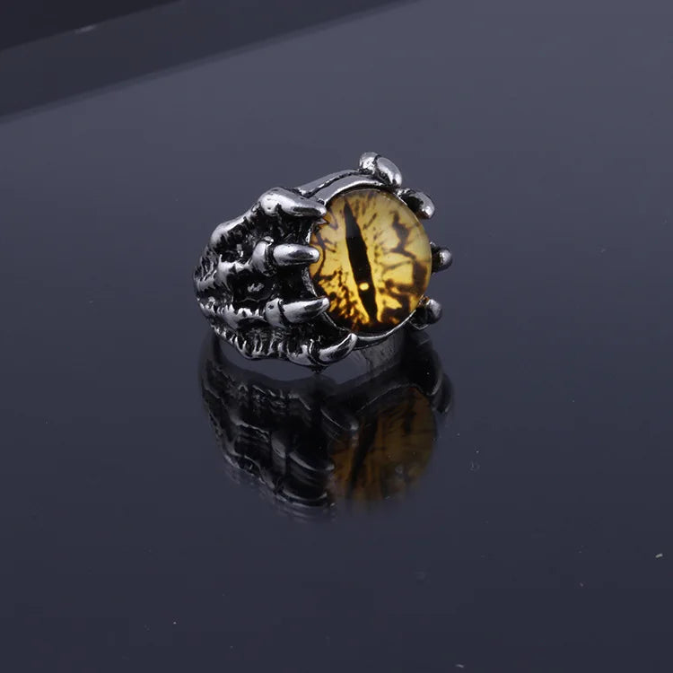 Fashion Creative Evil Dragon Eye Rings For Personality Male Punk Colors Ring Jewelry Men's Bar Night Club Accessories Gifts Qme YELLOW resizable