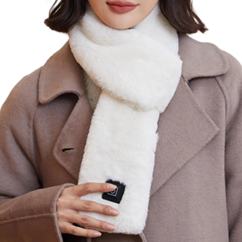 Electric Heated Scarf USB Charging Soft Heating Neck Wrap Winter Electric Scarf with 3 Temperature Settings for Women Qme