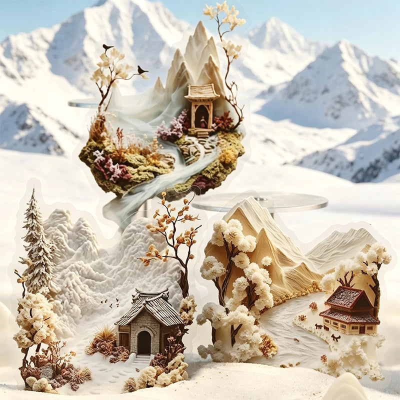 Fairy Tale House Scenery Stickers, Multi-Scene Collage Materials for Journal Scene Creation, Elegant Stationery for Students Qme