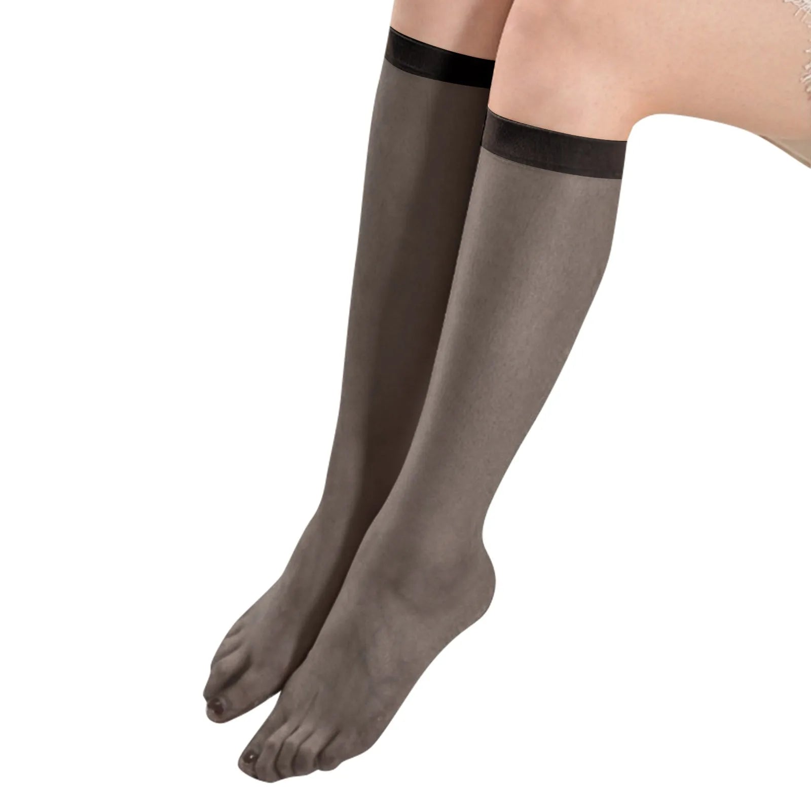 Women's Mesh Mid-calf Socks Fashionable Solid Stockings Dress with JK Dress Summer Ultra-thin Transparent Half Stockings Qme Black One Size