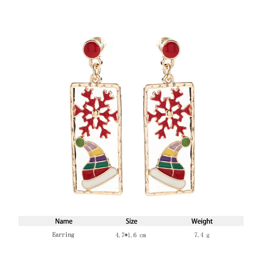 Fashion Earrings Elegant Tassel Minimalist Christmas Earrings Snowflake Hat Dangles Jewelry Earrings for Christmas Gift Qme