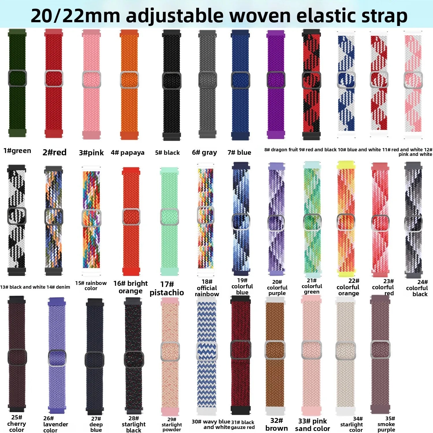 A Applicable Samsung watch567 strap Redmi watch 5 adjustable braided strap Huawei gt6/4/5 strap Qme