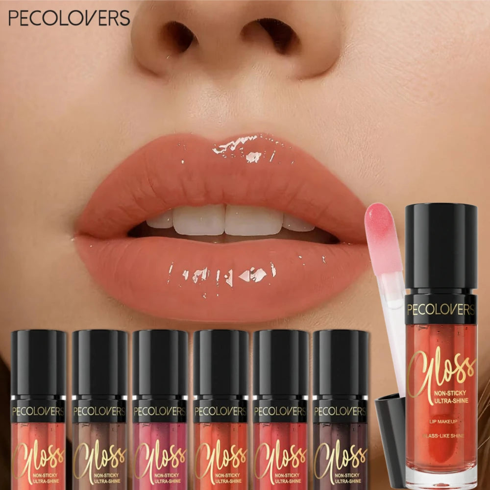Shiny Plump Lip Glaze Tinted Gloss Pink Berry Nude Non-smudge Lips Qme