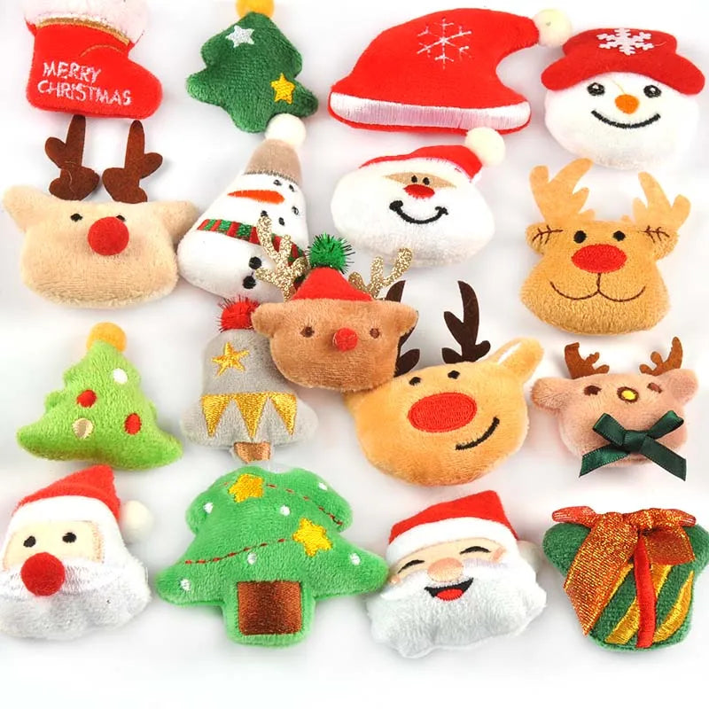 5Pcs 43-60mm Cartoon Santa Claus Elk Snowman Christmas Patches Appliques Handmade DIY Festival Crafts Decor Headwear Accessories Qme Random mixed