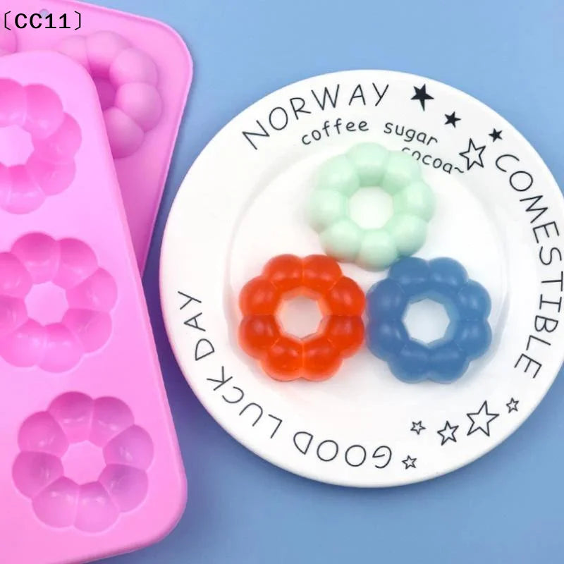 6Cavity Flower Shaped Silicone Donut Mold 3D Fondant Cake Chocolate Qme Default Title