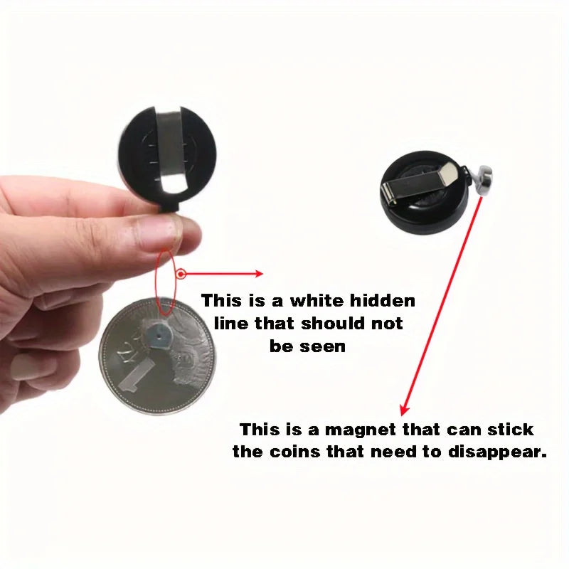 2pcs Funny Magic Tricks Money Coin Disappear Device Tools Trick Games Classic Stage Comedy Qme