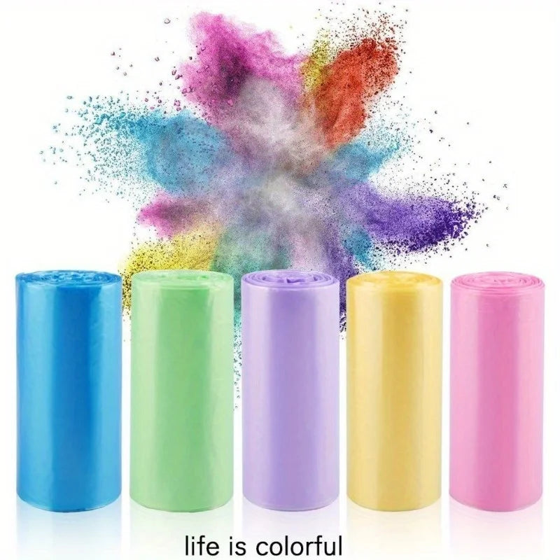 Colorful Garbage Bags (6 rolls) - Colorful garbage bags for use in home, bathroom, bedroom, toilet, and office Qme
