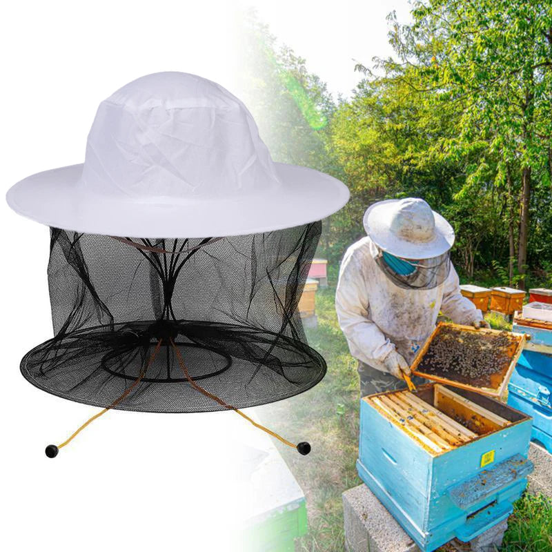 1Pc BeeKeeping Protective Bee Hat Anti Bee White Hat-Veil Combo Bee Hat Bug Mesh Mask Beekeeping Protection Beekeeper. Qme