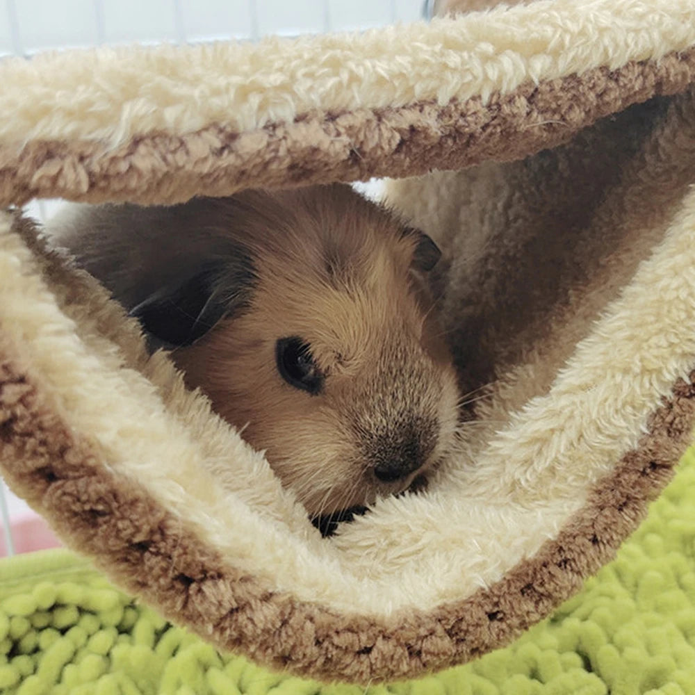 Guinea Pigs Hamster Warm Hammock Honey Possum Squirrel Hanging Nest Bed Gold Silk Bear Chinchillas Jumping Pet Toy Qme