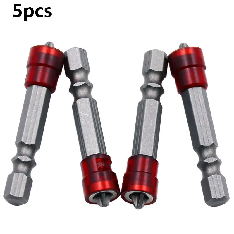 5pcs Magnetic Screwdriver Bits Set, 1/4" Hex Shank Phillips Drill Bits with Screw Holder, for Power Tools Qme 5pcs
