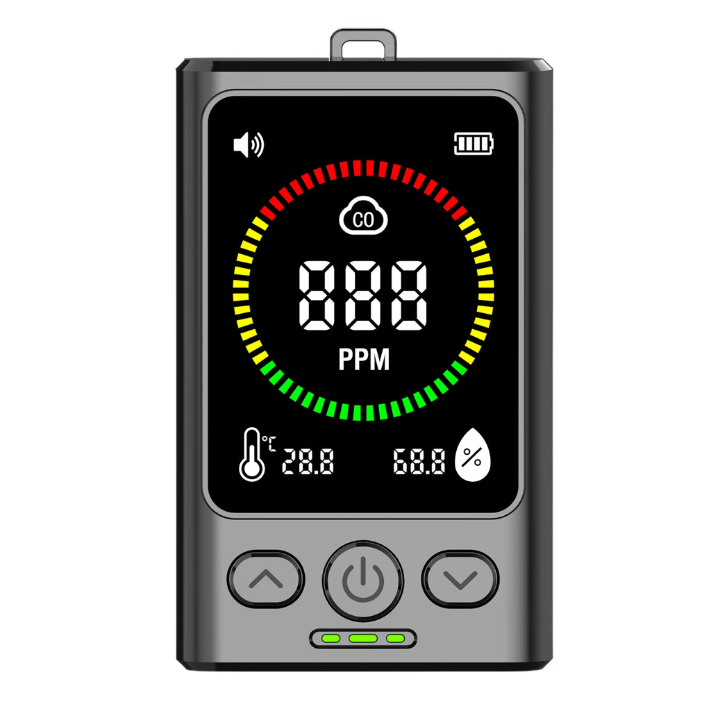 3-in-1 Carbon Monoxide Detector Rechargeable CO Detector with LCD Display Temp Humidity Monitor for Home Hotel RV Qme Black