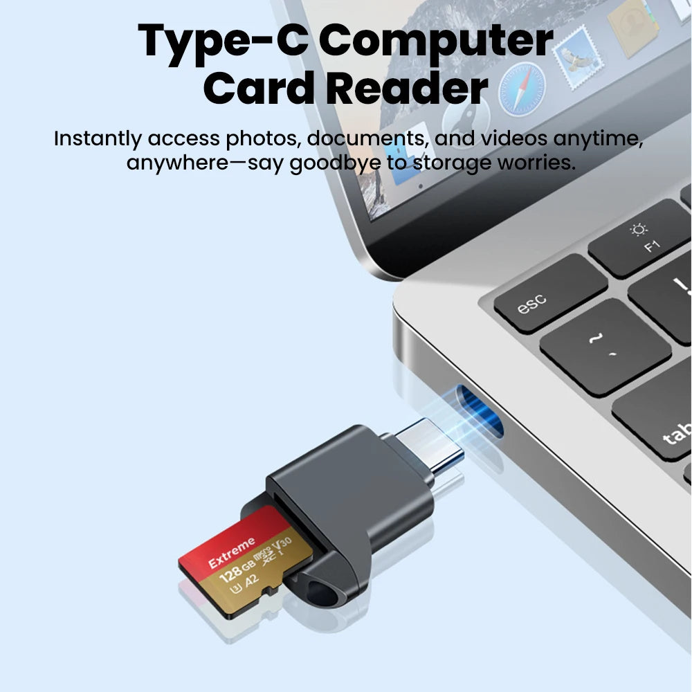 USB 2.0 High Speed MicroSD Adapter Compact Design 2TB Capacity Portable Mini Type C TF Card Reader Support for Type C Devices Qme
