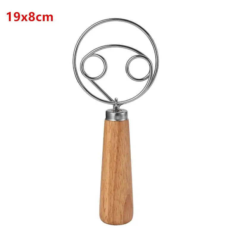 Stainless Steel Dough Whisk With Smooth Wooden Handle Sourdough & Bread Mixing Danish Dough Whisk Bread Tools Qme B
