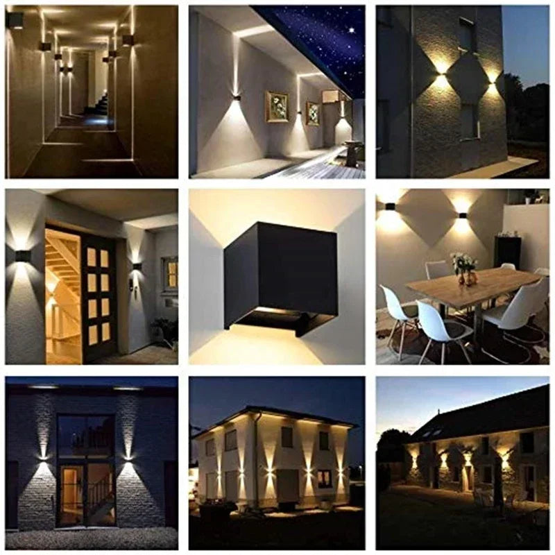 Modern Waterproof LED Wall Lamp Indoor Outdoor Wall Light Bedside Lamp Living Room Home Lighting Sconce Porch and Garden 12W Qme