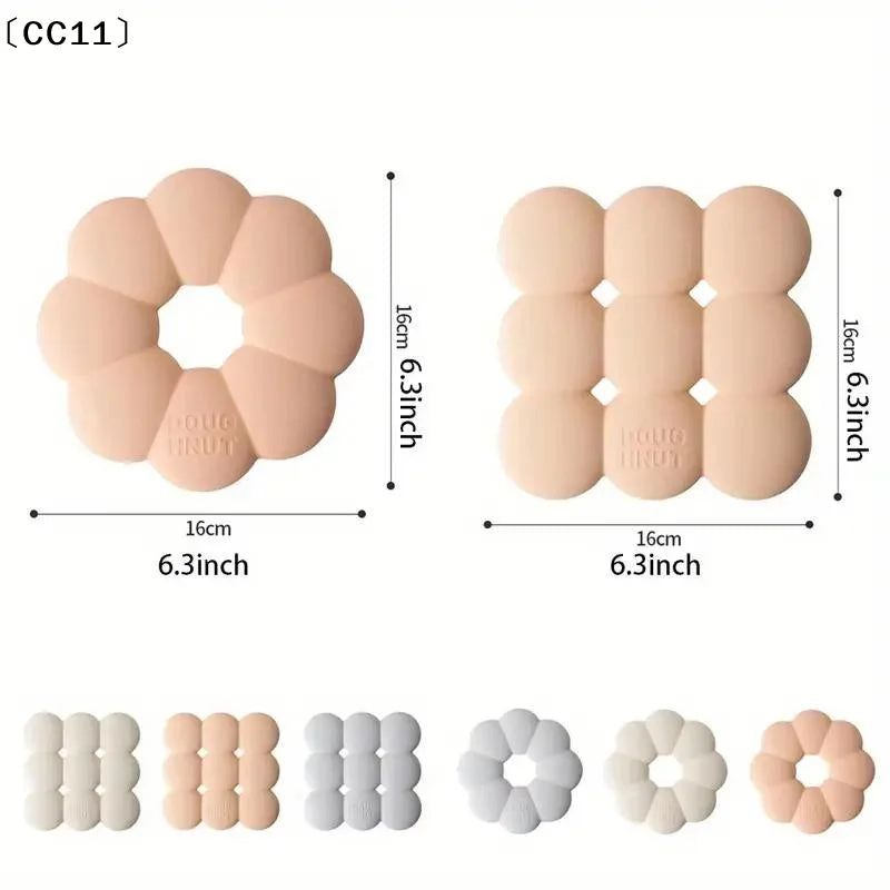 Multipurpose Pot Mat Heat Resistant Coaster Donuts Shape Silicone Qme