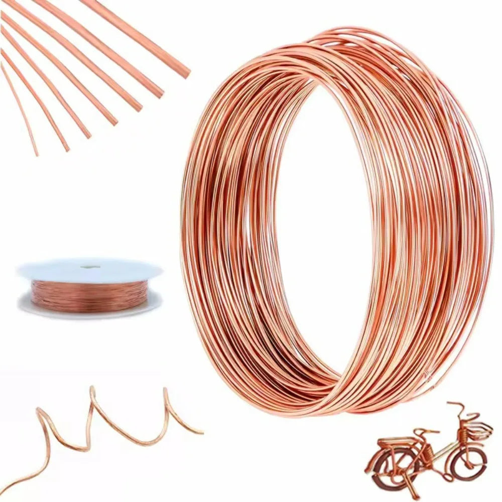 5M Copper Conductor Copper Wire Ultra-fine Soft Bare Copper Coil DIY Winding Craft Multipurpose Wire Cable Has Good Conductivity Qme 0.2mm