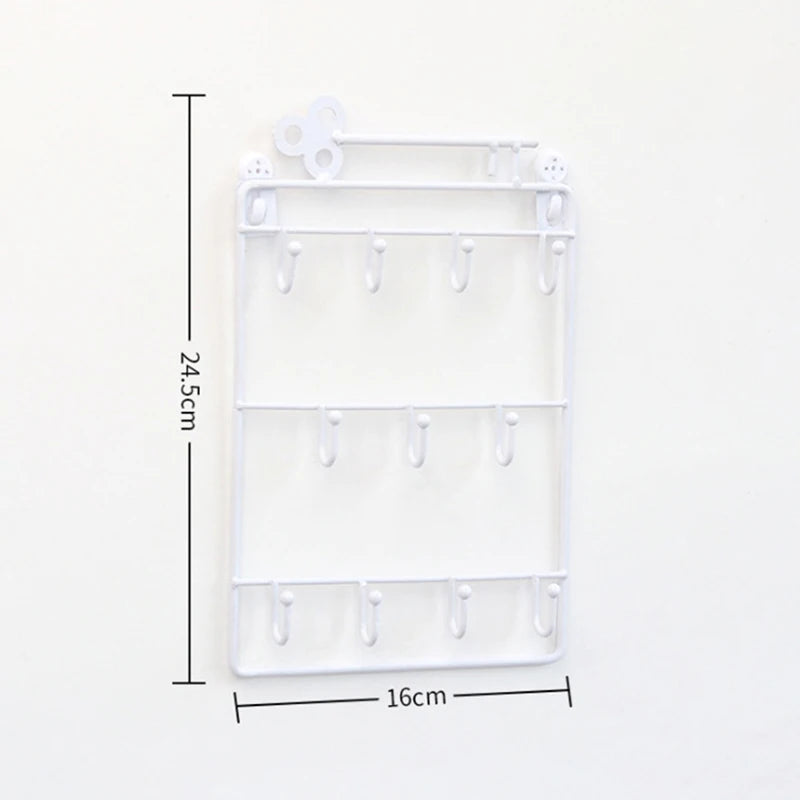 Wall Mounted Key Hook Clip Storage Rack Practical Multifunctional Qme White