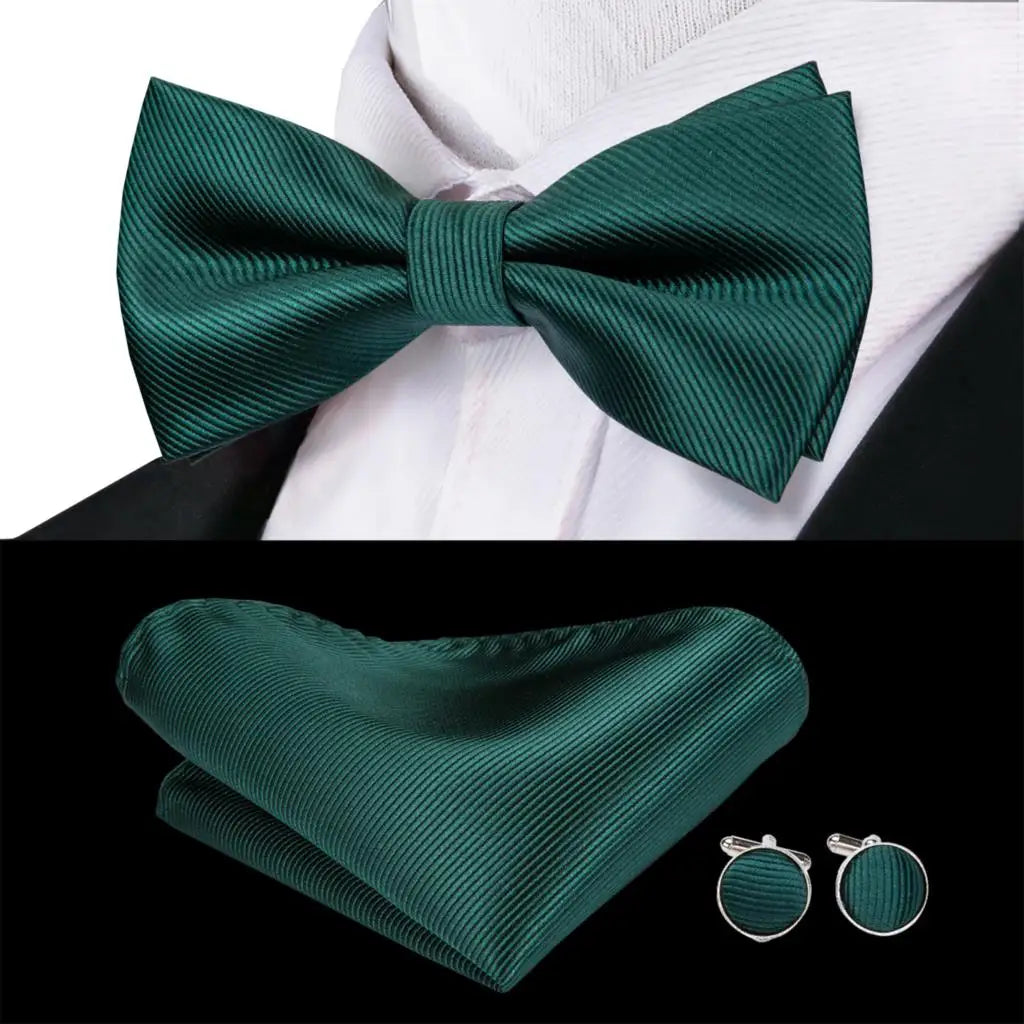 Sage Mint Grass Teal Green Mens Bow Tie Hankerchief Cufflinks Qme LDLH0782