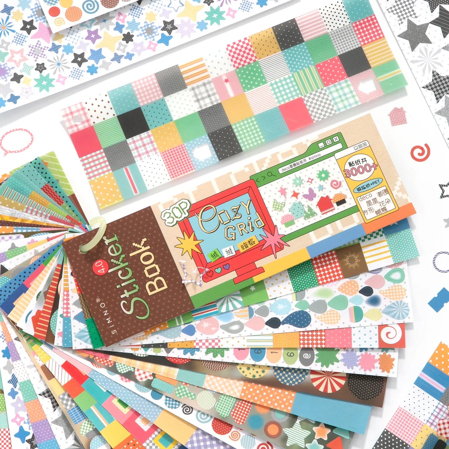 30/60 Pcs Color Card Die Cut Stickers Book Japanese Stationery Fundamentals 4.0 Series Handmade Decorative Scrapbooking Supplies Qme 2B-60 Pcs