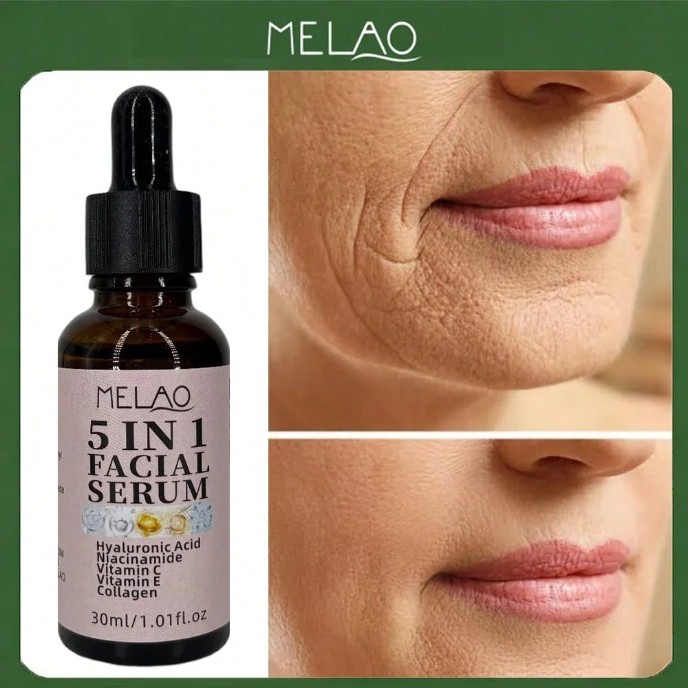 5 in 1 Facial Serum, MELAO Anti Aging Face Serum with Collagen, Deep Moisturizing, Brightening & Wrinkle Treatment Qme MELAO-030 MELAO-030 30ml